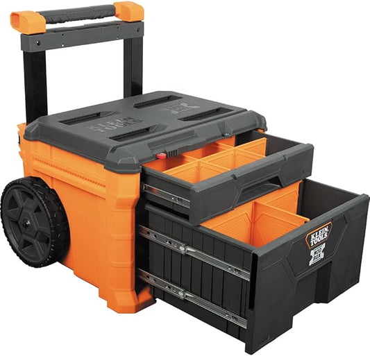 Klein Tools 54801MB MODbox Rolling Drawer Tool Box, Heavy-Duty Double Drawer Tool Organizer, Deep Stackable Set