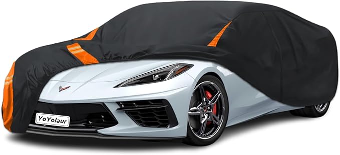 10-Layer for Chevy Corvette C3 Car Cover Waterproof All Weather for Automobiles, Outdoor Full Exterior Covers Soft Cotton Lining with Door Zipper, Fit for Corvette C3 1968-1982