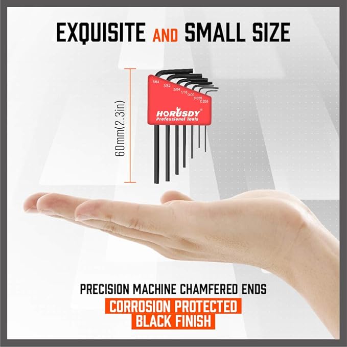 SEDY 7-Piece Mini Hex Key SAE Set, Imperial L Shape Allen Wrench, 0.028, 0.035, 0.05, 1/16", 5/64", 3/32", 7/64", Cr-V