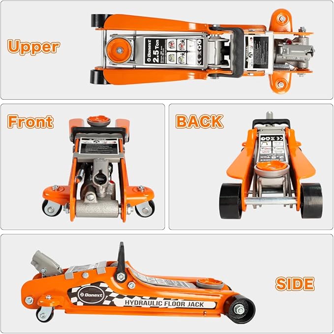 Donext 2.5 Ton Steel Floor Jack, Low Profile Hydraulic Racing Floor Jack, Heavy-Duty Racing Floor Jack with Single Piston Lift Pump, Lifting Range 3-3/8" - 14-15/16"