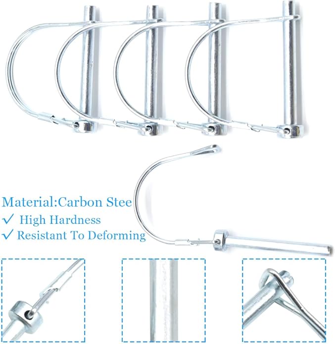 5Pcs Shaft Locking Pin 1/4”Trailers Lock Hitch Lock Pin Zinc Plated Carbon Steel Round Loop Safety Wire Lock Pin Length 2-11/64" for Farm Trailers Trolley Wagons Lawn Garden Towing(D-6x55mm)