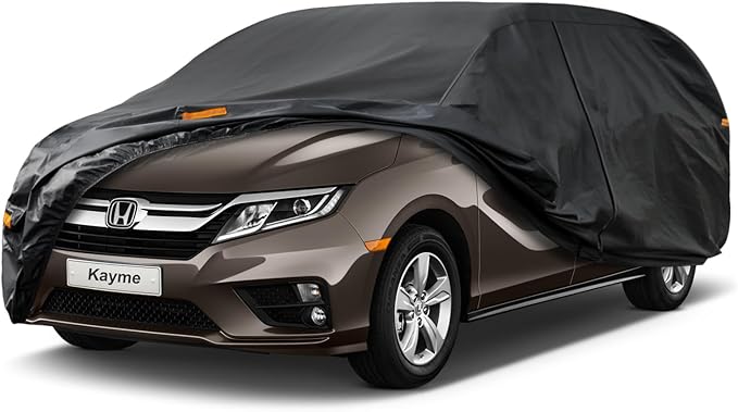 Kayme 7 Layers Car Cover Custom Fit for Honda Odyssey Minivan (1999-2025) Waterproof All Weather for Automobiles, Outdoor Full Cover Sun UV Rain Protection.Black