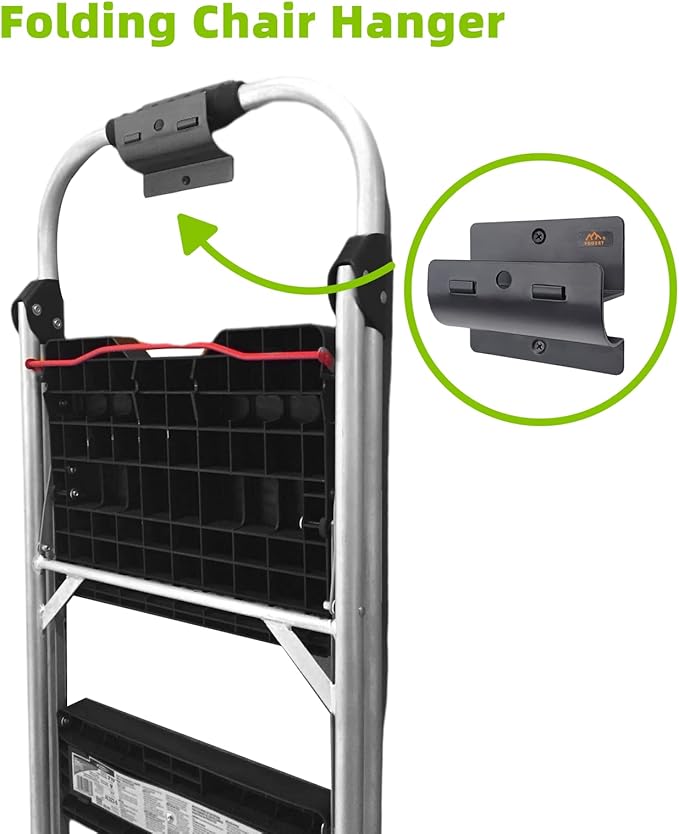 Foozet Ladder Hanger for Garage Wall, Heavy Duty Ladder Storage for Folding Chair, Wall Mount Wheelbarrow, Patio Furniture, High Support Save Space in Garden, Shed Or Workshop and More, 1 Pack