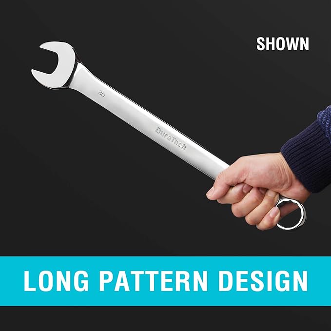 DURATECH Long Pattern Combination Wrench Set, Metric, 5-Piece, 23-30mm, 12 Point, CR-V Steel, with Pouch