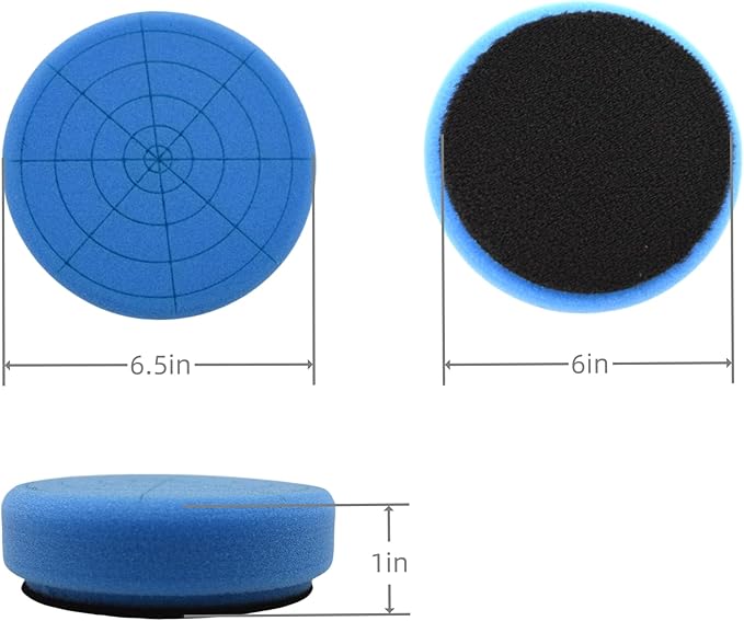 5Pcs 6" Buffing Sponge Pads Kit for Buffer Polisher, Cutting, & Car Polish Pad Premium Hook & Loop Buffing Polishing Pads Kit, Cutting Pads for Car Buffer Polisher Polishing 6inch