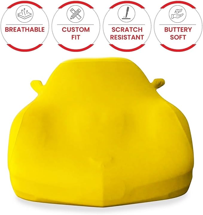 C5 Corvette Indoor Car Cover - Custom Fit Ultraguard Stretch Satin - The Ultimate High End Fit with Storage Bag for 1997-2004 C5, Z06, Convertible, Hardtop Corvettes (Yellow)