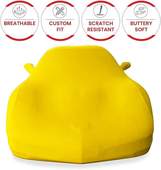 C5 Corvette Indoor Car Cover - Custom Fit Ultraguard Stretch Satin - The Ultimate High End Fit with Storage Bag for 1997-2004 C5, Z06, Convertible, Hardtop Corvettes (Yellow)