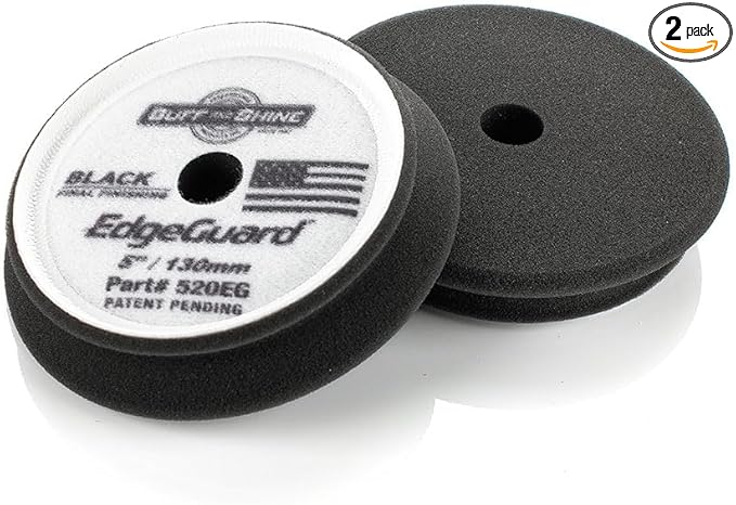 Buff and Shine - EdgeGuard Foam Buffing Pads - Black - 5" Finishing Pad - Pack of 2
