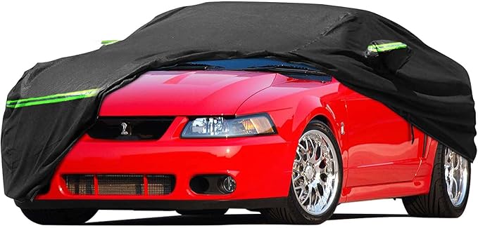 Waterproof Car Cover Replace for 1994-2004 Ford Mustang, 6 Layers All Weather Custom-Fit Mustang Full Car Covers with Zipper Door for Snow Rain Dust Hail Protection (1994-2004)