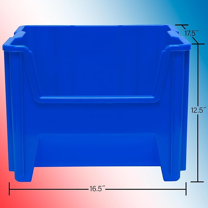 Akro-Mils 13018 Stak-N-Store Heavy Duty Stackable Open Front Plastic Storage Container Bin, (17-1/2-Inch x 16-1/2-Inch x 12-1/2-Inch), Clear, (2-Pack)
