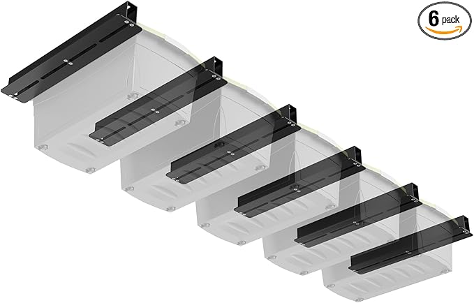 Overhead Garage Storage Rack, Heavy Duty Ceiling Storage Rack, 17 Inch Adjustable Overhead Tote Storage Rail System, 6 Sets for 5 Bins