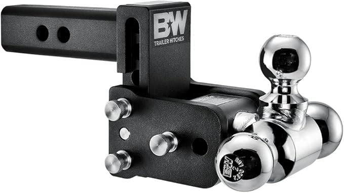B&W Trailer Hitches Tow & Stow Adjustable Trailer Hitch Ball Mount - Fits 2" Receiver, Tri-Ball (1-7/8" x 2" x 2-5/16"), 3" Drop, 10,000 GTW - TS10047B