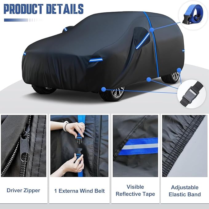 Kayme SUV Car Cover Custom Fit for Acura MDX, Toyota 4Runner, Kia Telluride, Mercedes Benz GLE 350 400 450 43,Windproof Upgraded & 100% Waterproof All-Weather Full Exterior Cover Sun Snow Protector.