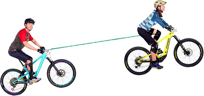 E-Bike/Adult Connect Bike Bungee Tow Rope | MTB & Cycling Stretch Pull Strap | Compatible with Any Bicycle | Ride Further (Adult Green) - Made in The USA
