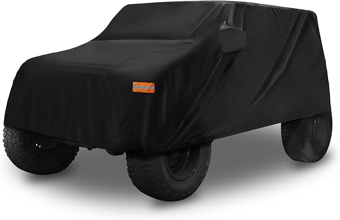 X AUTOHAUX SUV Car Cover Fit for Jeep Wrangler JK JL 2 Door 2007-2021 Outdoor Waterproof Sun Rain Dust Wind Snow Protection 210D Oxford Black
