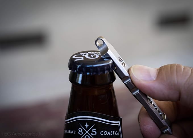 TEC Accessories Ti-Pry Mini Pry Bar Keychain - Pocket Pry Bar EDC Prybar Titanium Tool - Durable and Lightweight Mini Prybar Gear Bottle Opener Multi Tool for Men and Women (Keychain Edition)