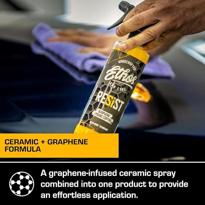 Resist Graphene Spray Coating - UV Ceramic Coating for Cars - Advanced 2-in-1 Hybrid Formula for Incredibly Slick, Glossy Finish - Graphene Ceramic Coating Protection for Car, Boat, RV (16oz (2 Pack))