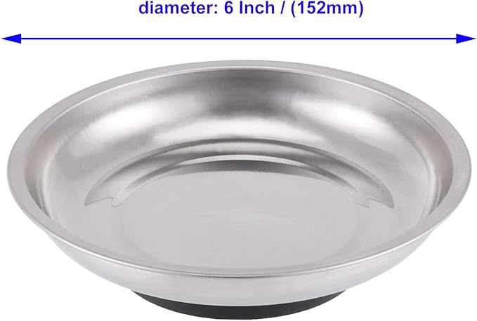 8 PCS Magnetic Bowls 6 Inches, Magnetic Trays Set Round, Stainless Steel Magnetic Parts Tray Set for Bolts, Pins, Screws, Nuts, Small Parts Tools Organization for Workshop, Garage, Craft Room