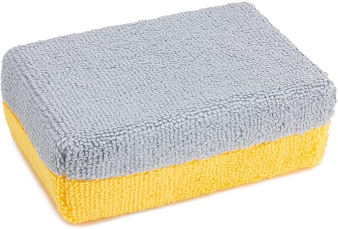 Autofiber Thick [Saver Applicator Terry] Ceramic Coating Applicator Sponge | 12 Pack | with Plastic Barrier to Reduce Product Waste. (Gold/Gray)