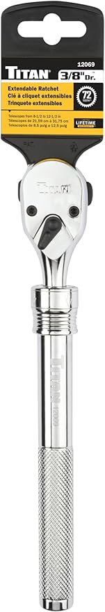 Titan 12069 3/8-Inch Drive x 8-3/8-Inch to 12-1/4-Inch 72-Tooth Extendable Ratchet