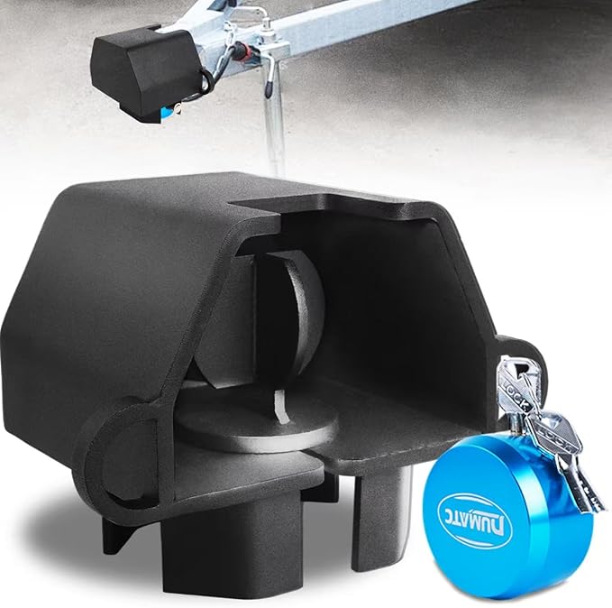 Upgrade 2.0 Trailer Coupler Lock, Universal Trailer Tongue Hitch Lock for 2 & 2-5/16 Couplers, Anti-Theif Design, 1/4" Ultra Thick Steel, Heavy Duty Trailer Locks for Boat, RV, Camper, Truck