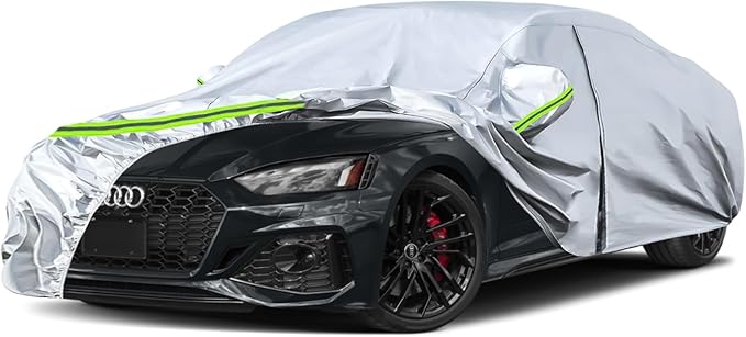 Waterproof Car Covers Replace for 2007-2025 Audi A5/S5, 6 Layers Silver All Weather Custom-fit Car Cover with Zipper Door & Windproof Bands for Snow Rain Dust Hail Protection
