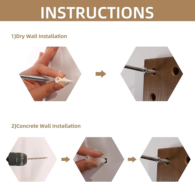 Brown Wood Pegboard Modular Display Wooden Pegboard Combination Wall Organizer Storage Wall Hooks Shelf for Home, Office, Bathroom, Comes with 2 Pieces Pegboards