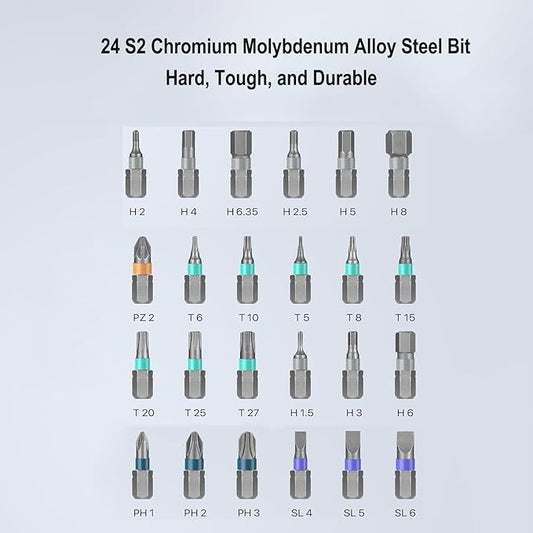 24-in-1 Ratchet Screwdriver Set, Magnetic Precision Bits with Detachable Handle & Case, Multi-Purpose Mini Screwdriver Kit for DIY, Electronics, Watch & Home Repair