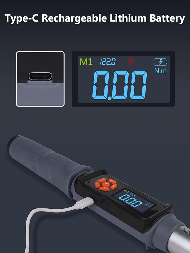Goseek Upgraded Rechargeable Digital Torque Wrench, 5-99.6 Ft-lbs/6.8-135Nm, 3/8'' Drive Electric Torque Wrench Set with Buzzer & Colorful LED & Vibration for Car Motor Tire Repair