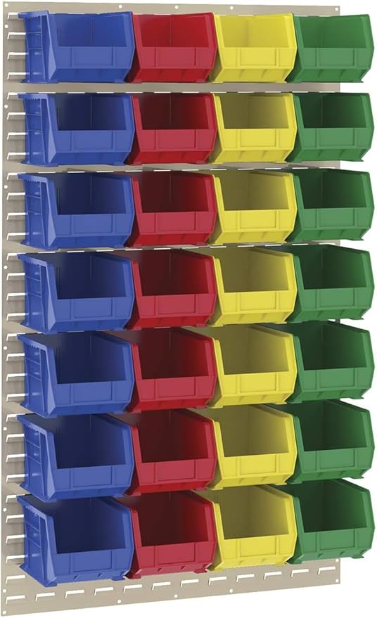 Akro-Mils 30239 AkroBins Plastic Storage Bins, Space-Saving Stackable Bins for Garage, Pantry, Craft Organization, 11-" x 8-" x 7-", Black, 6-Pack