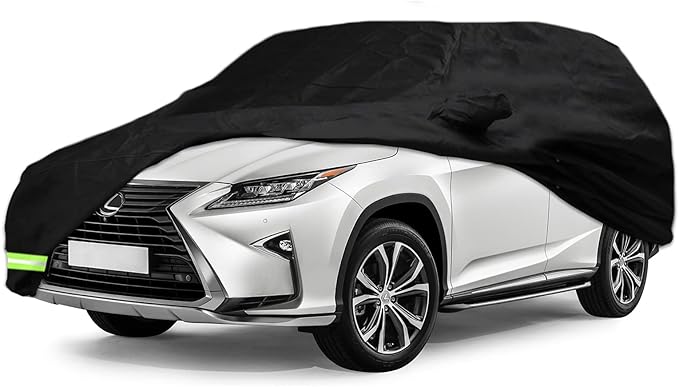Yixin Waterproof Car Cover for 2004-2026 Lexus RX RX330 RX350 RX400H RX450H SUV Car Cover Custom Fit 100% Waterproof Windproof Strap & Single Door Zipper Up to 195” L (Black-for Lexus RX car Cover)