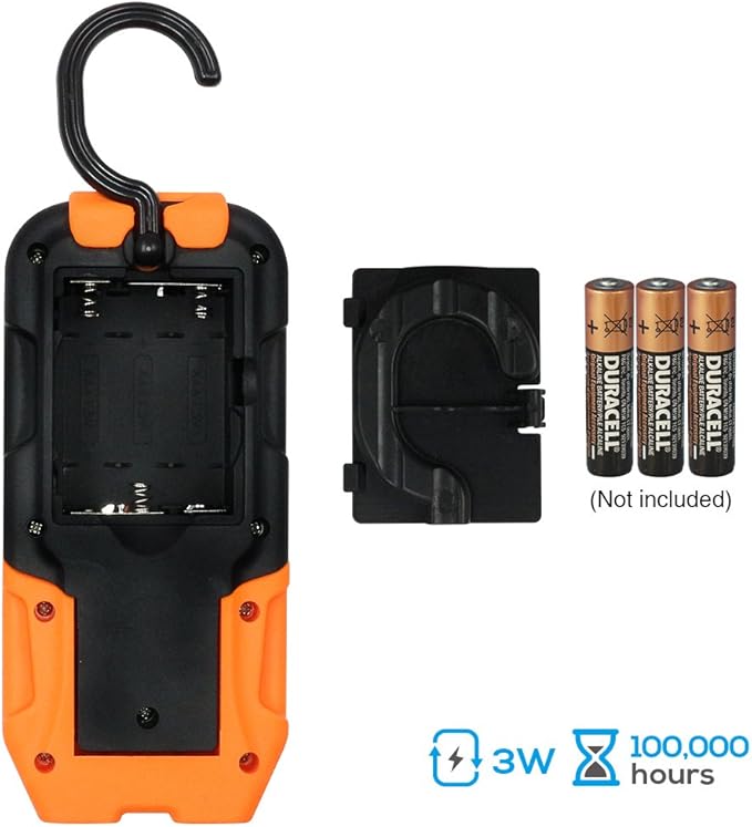 TORCHSTAR Portable LED Work Light, Hanging Hook & Magnetic Flashlight, Battery Operated COB Pocket Work Light for Car Repairing, Emergency, Hiking, Camping, Pack of 2