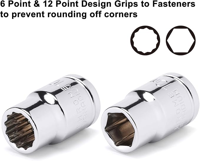 CASOMAN 10Piece Impact Socket Set, 1/4" & 3/8" Drive, Deep & Shallow, 10mm, Metric, Mirror Chrome Finish