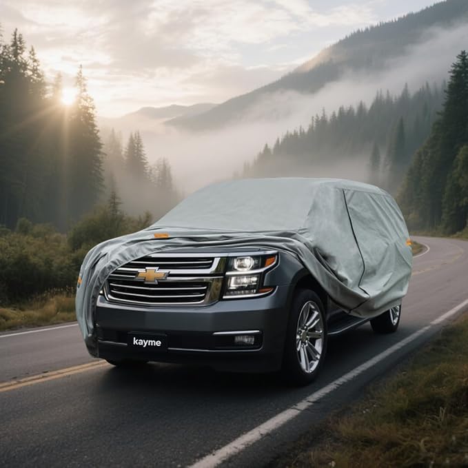 Kayme Heavy Duty SUV Car Cover Custom Fit Chevrolet Tahoe Waterproof All Weather for Automobiles, Full Exterior Covers Sun Rain UV Protection.（Deliver About 3-10 Days）