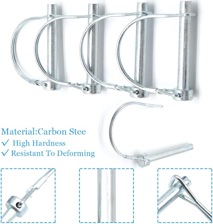 5Pcs Shaft Locking Pin 5/16”Trailers Lock Hitch Lock Pin Zinc Plated Carbon Steel Round Loop Safety Wire Lock Pin Length 2-23/64”for Farm Trailers Trolley Wagons Lawn Garden Towing(D-8x60mm)