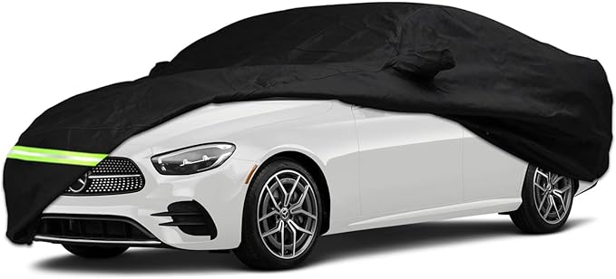 YIXIN Waterproof Car Cover for 2008-2026 Mercedes Benz C Class C250 C300 C350 C400 C450 C63 AMG Sedan 190T Covers Custom Fit 100% Waterproof Windproof Strap & Double Door Zipper Up to 190” L, Black