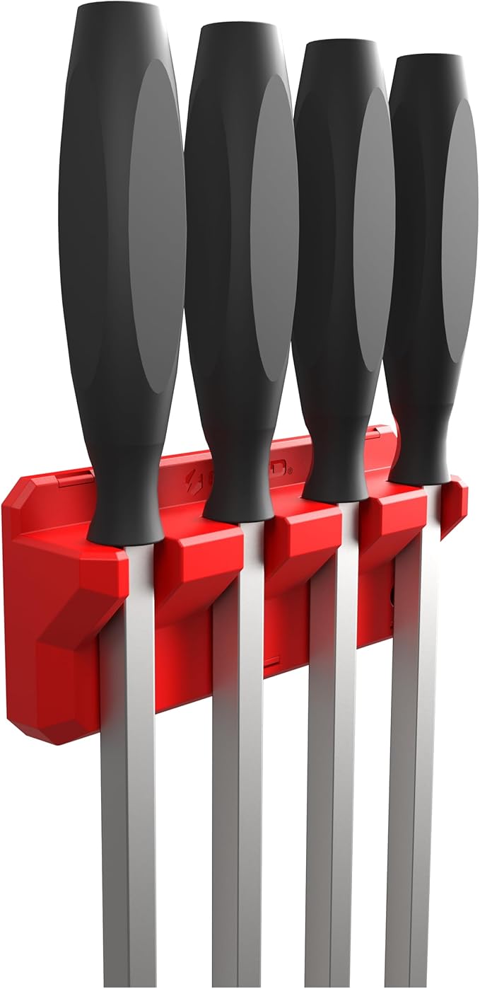 Magnetic 4 Slot Pry Bar Holder with Mounting Holes Non-Marring TPEE Low Profile Design Organization
