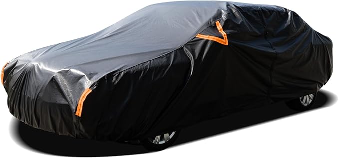 Car Cover Waterproof All Weather,Car Covers for Automobiles with Driver Door Zipper,Outdoor Car Cover Rain,Snow and UV Protection with Waterproof Adhesive Strip, Fit Sedan-Length 187" to192