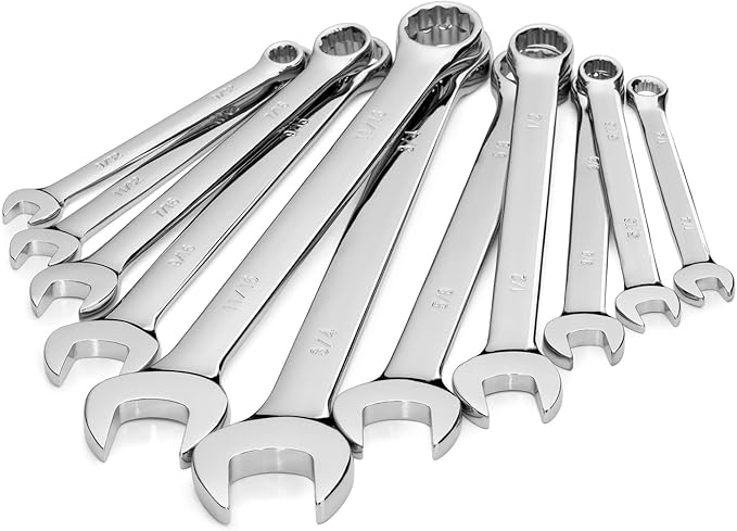 11-Piece SAE Combination Wrench Set in Roll-up Pouch, Non-Skip Inch Sizes 1/4 to 3/4” | Chrome Vanadium Steel with Mirror Finish | Ideal for General Household, Garage Workshop, Auto Repairs and More