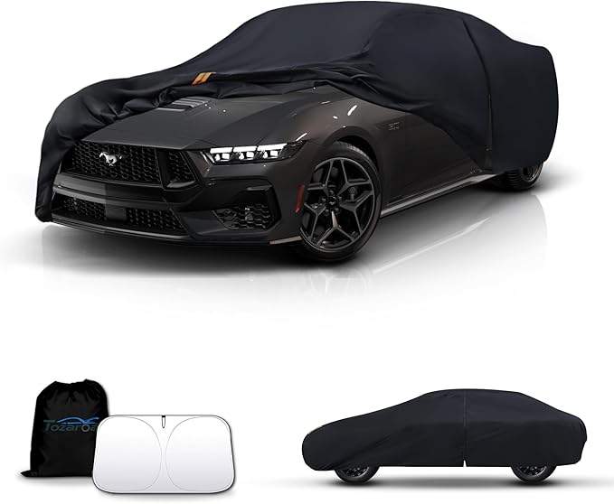 Waterproof Car Cover All-Weather, Heavy-Duty Outdoor Full Exterior Automobiles Snow Cover for Sedan/Coupe 186-193 inch with Sun Visor,Zippered & Storage Bag - Black