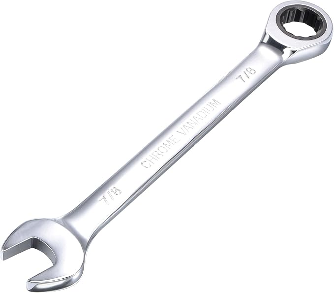 uxcell 7/8 Inch Ratcheting Combination Wrench SAE 72 Teeth 12 Point Ratchet Box Ended Spanner Tools, Cr-V