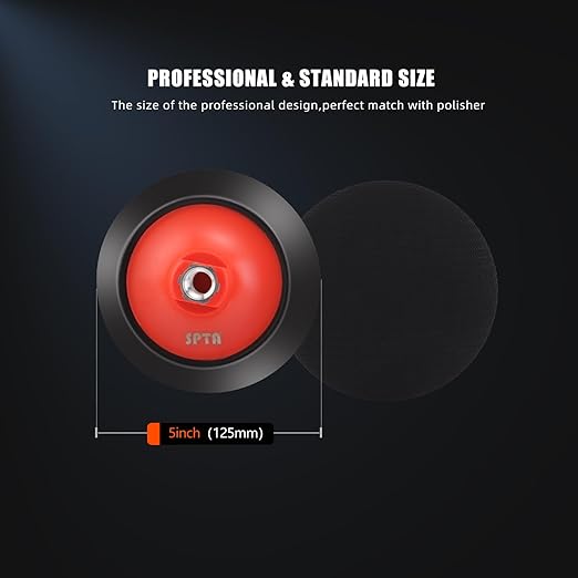 SPTA 2Pcs RO Rotary Flexible Backing Plate, Hoop-and-Loop Face PU Soft Backing Pad Used On Rotary Polisher Sander for Sanding Polishing Buffing Finishing (5/8"-11 Thread, Orange, 5Inch (125mm))