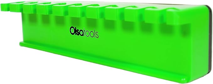 Olsa Tools Magnetic Wrench Holder Organizer - Green - Fits SAE 3/8" to 15/16" & Metric 10mm to 19mm - Durable Tool Storage Solution - Part 1141