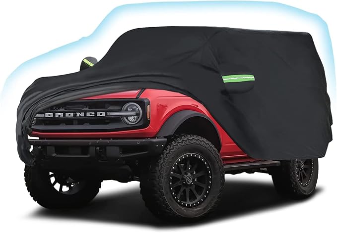 Proadsy Car Cover Compatible with Ford Bronco 2 Door 2021-2024 2025 2026 Windproof All Weather Waterproof Sun Rain UV Dust Snow Protection Outdoor Covers