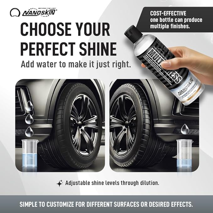 Nanoskin MULTI DRESS All Purpose Dressing 30 Gallons - Interior & Exterior Dressing for Car Detailing | Works on Tire, Vinyl, Rubber, Plastic & Trim | Safe for Cars, Trucks, Motorcycles, RVs & More