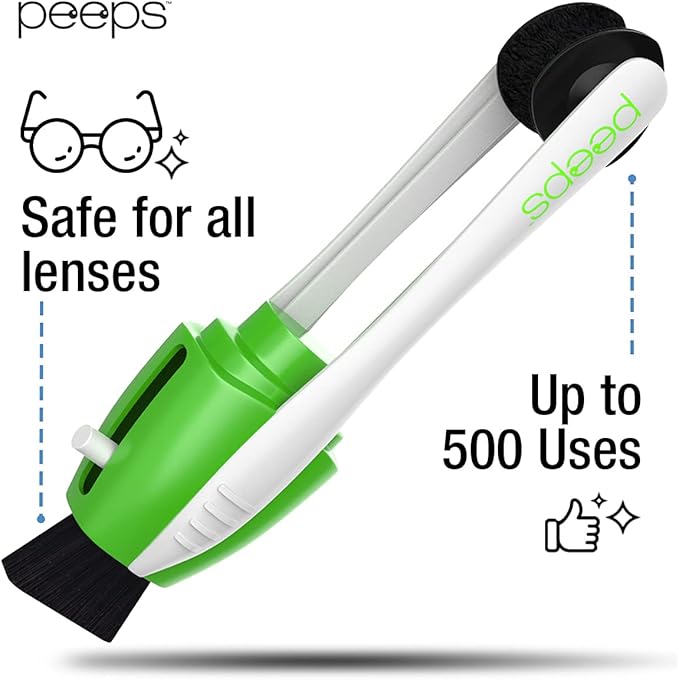 CarbonKlean Peeps Eyeglass Lens Cleaner - Efficient and Durable Carbon Microfiber Technology - Exclusively Used by NASA - 500 Uses (Green, 2 Pack)