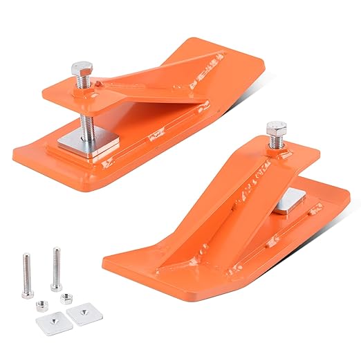 Doppy 2Pcs Tractor Bucket Edge Protector, 3/8'' Thick Snow Skid Tamer, Hex Lock Nuts & Bolts Included for Snow Removal, Leaves, Gravel Spreading,Orange