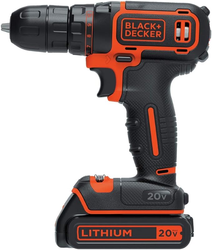 BLACK+DECKER 20V MAX Cordless Drill/Driver Kit with ‎Battery, Charger, and Double Ended Bit (BDCDD120C)