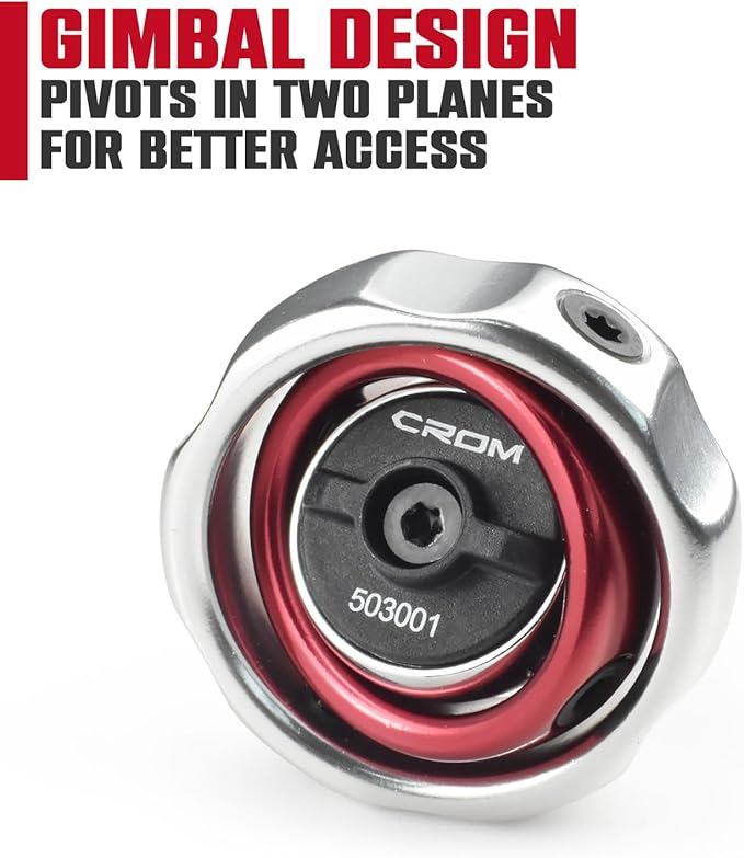 CROM 3/8" Drive Gimbal Palm Ratchet – 72-Tooth, Two-Axis, Reversible Finger Ratchet for Tight Spaces, Anodized Finish, Compact for One-Handed Control