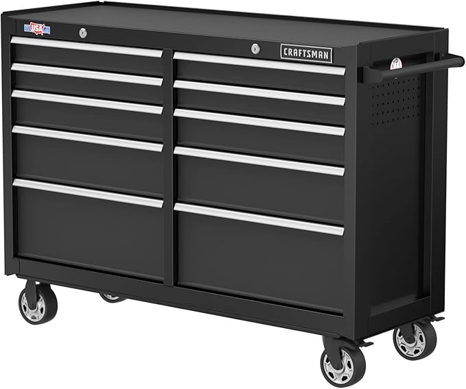 CRAFTSMAN S2000 52" Tool Chest, 10-Drawer Rolling Tool Storage Cabinet with Tray and Holder, Black (CMST352102BK)